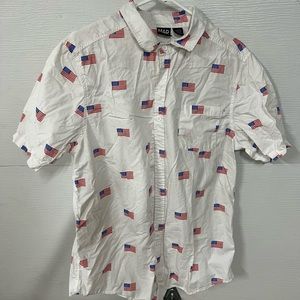 American flag short sleeve button-up
